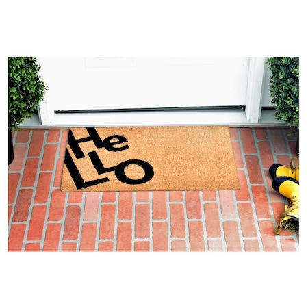 Configuracion 17 x 29 in. Angle Hello Rectangular Doormat Natural & Black CO3361359